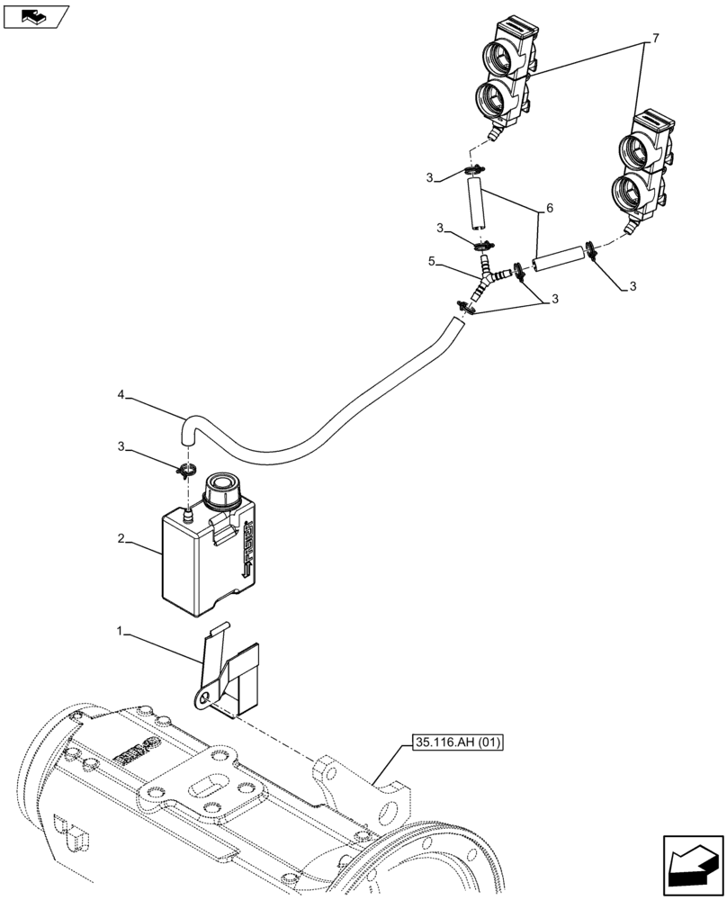 Схема запчастей Case IH FARMALL 115U - (35.300.AQ[02]) - VAR - 330849 - CONTROL VALVE, RESERVOIR (35) - HYDRAULIC SYSTEMS