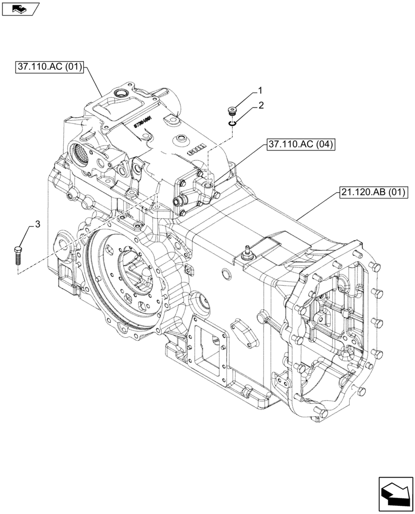 Схема запчастей Case IH FARMALL 115U - (35.116.AD[02]) - VAR - 390832 - PIPE FOR LESS AUX RAMS (35) - HYDRAULIC SYSTEMS