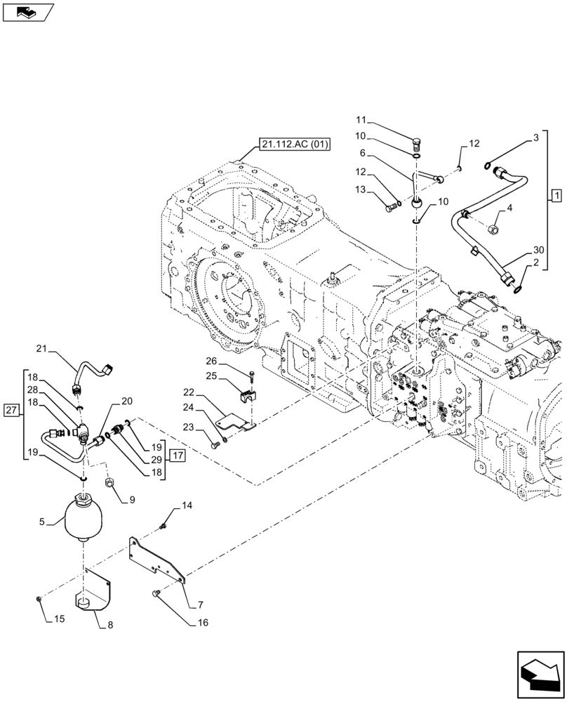 Схема запчастей Case IH FARMALL 115U - (35.300.BQ) - VAR - 334119 - HYDRAULIC TRANSMISSION CONTROL, ACCUMULATOR (35) - HYDRAULIC SYSTEMS