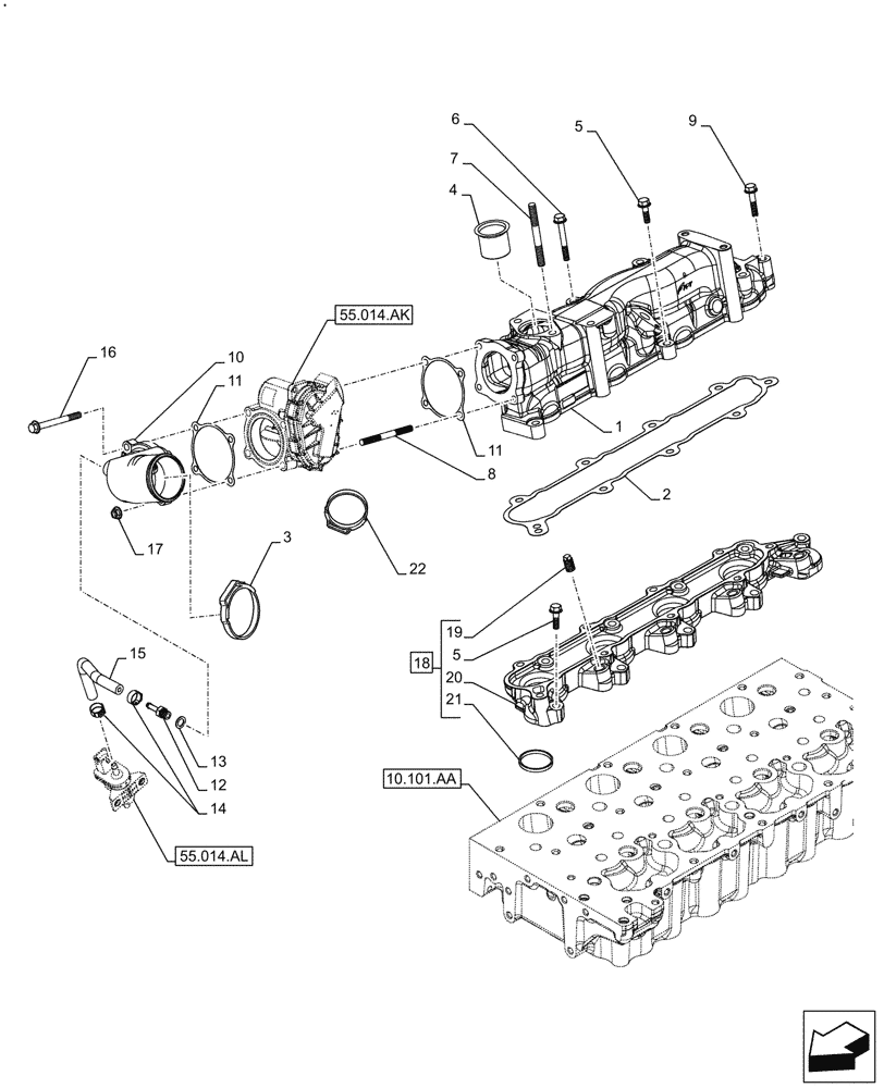 Схема запчастей Case IH F5HFL463D F005 - (10.254.AM) - INTAKE & EXHAUST MANIFOLD (10) - ENGINE