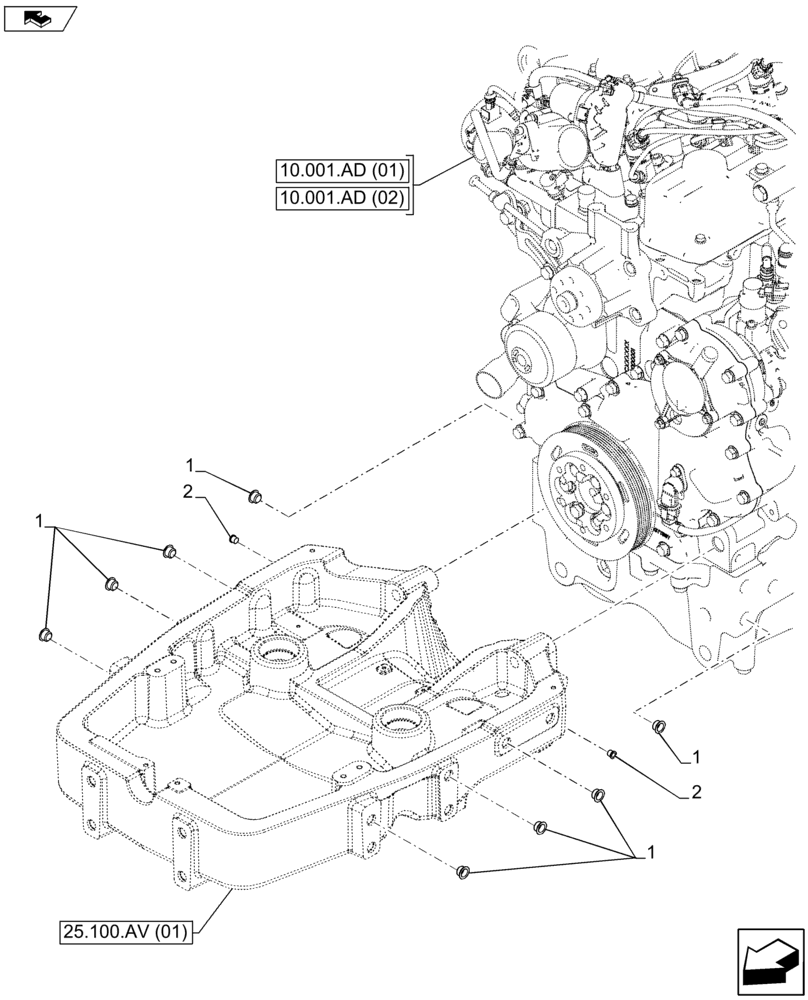 Схема запчастей Case IH FARMALL 105U - (25.100.AV[03]) - VAR - 744711 - PLUG, FRONT (25) - FRONT AXLE SYSTEM