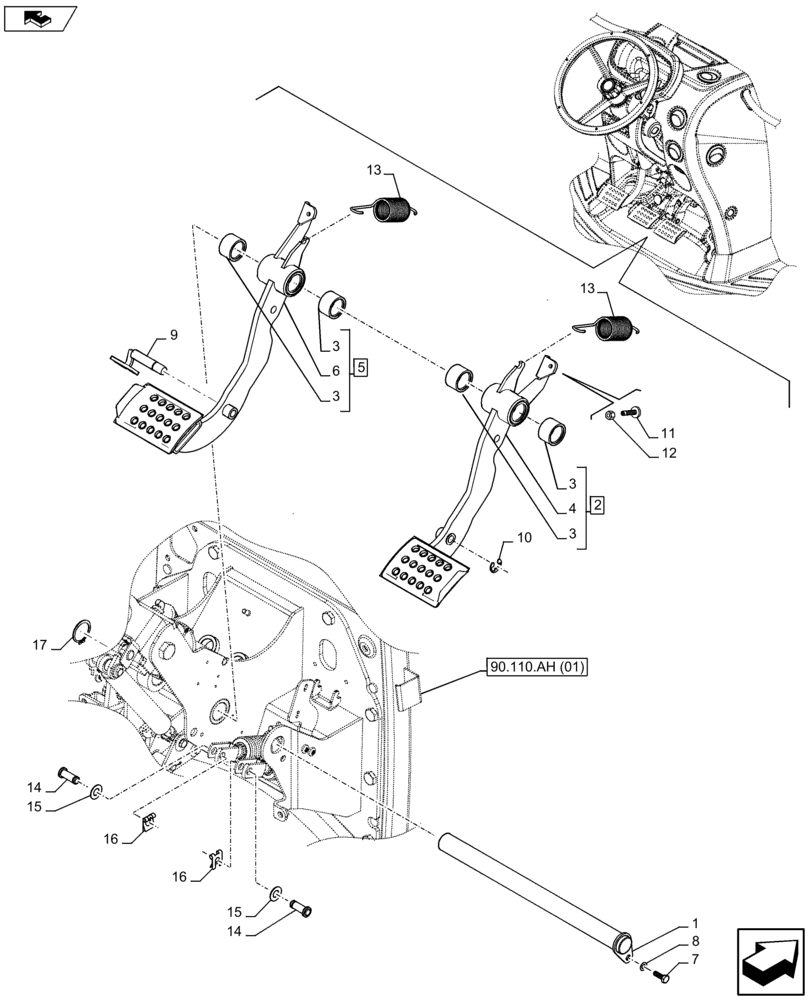 Схема запчастей Case IH FARMALL 105U - (33.202.BN) - VAR - 334144, 335683 - BRAKE PACKAGE, PEDAL (33) - BRAKES & CONTROLS