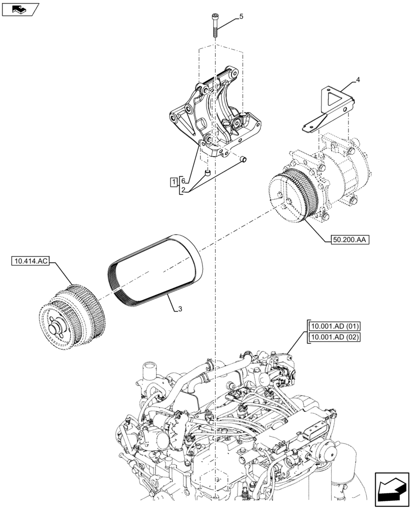 Схема запчастей Case IH FARMALL 105U - (33.220.AC[01]) - VAR - 390335 - A/C SUPPORT AND BELT (33) - BRAKES & CONTROLS