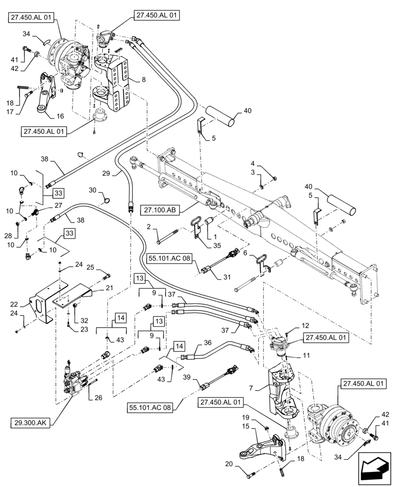 Схема запчастей Case IH 9230 - (29.300.AP[01]) - VAR - 425163, 425164 - HYDRAULIC SYSTEM, REAR AXLE PGA (29) - HYDROSTATIC DRIVE