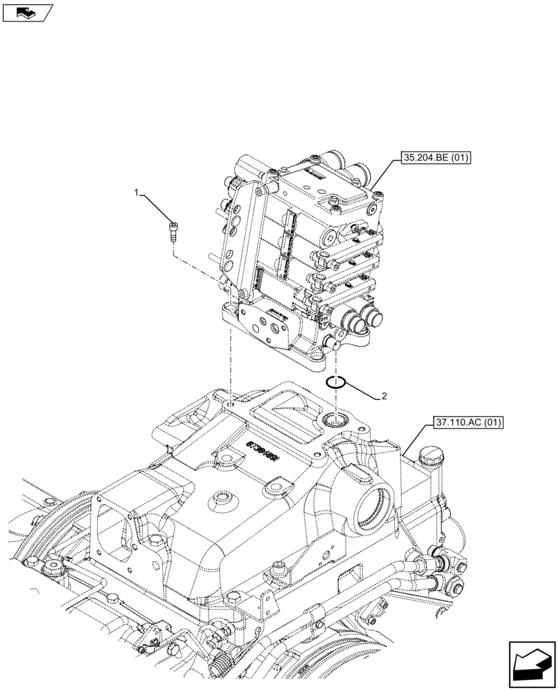 Схема запчастей Case IH FARMALL 115U - (35.204.BB[02]) - VAR - 330849 - CONTROL VALVE, ATTACHMENT (35) - HYDRAULIC SYSTEMS