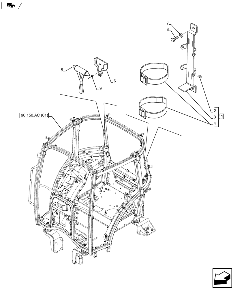 Схема запчастей Case IH FARMALL 115U - (05.102.AA[01]) - VAR - 334144, 335683 - FIRE EXTINGUISHER, HAMMER (05) - SERVICE & MAINTENANCE