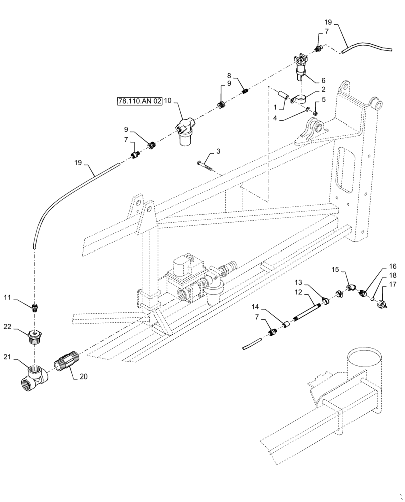 Схема запчастей Case IH PATRIOT 3340 - (78.110.AN[01]) - FENCE ROW, STANDARD FLOW, PLUMBING (78) - SPRAYING