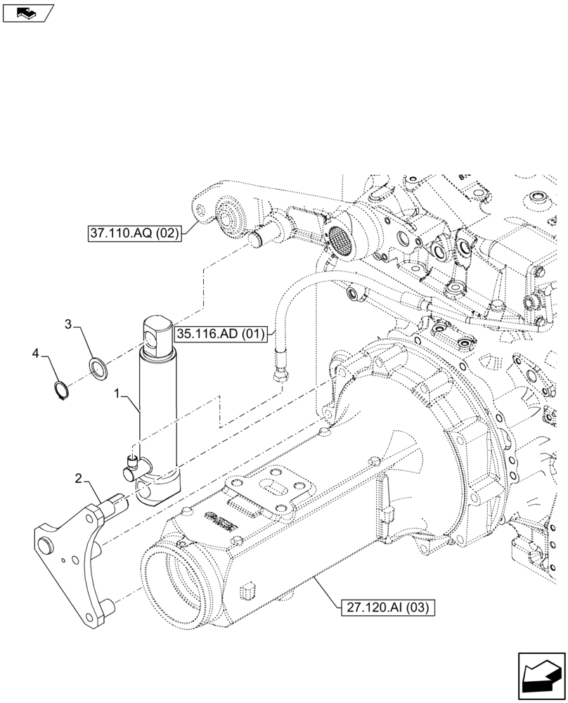 Схема запчастей Case IH FARMALL 105U - (35.116.AH[01]) - VAR - 390832, 743597 - JACK, LIFT CYLINDER (35) - HYDRAULIC SYSTEMS