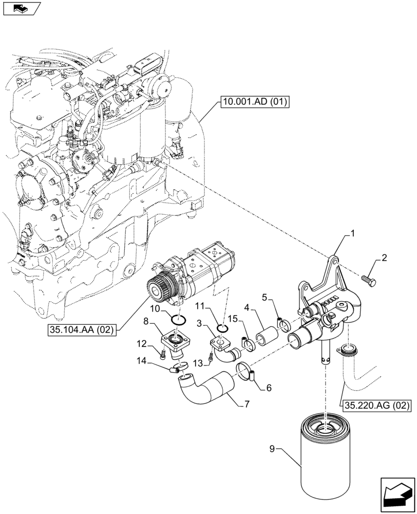 Схема запчастей Case IH FARMALL 105U - (35.220.AG[03]) - VAR - 334119 - HYDRAULIC OIL FILTER /80 L/MIN, HYDRAULIC PUMP (35) - HYDRAULIC SYSTEMS