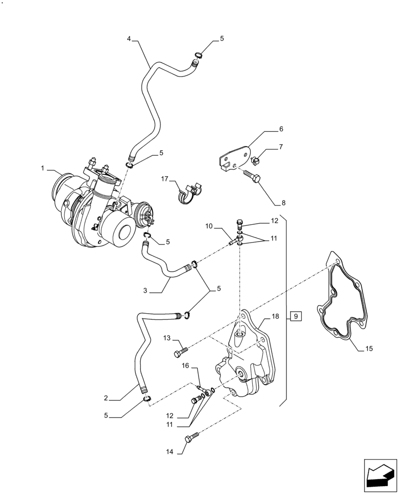 Схема запчастей Case IH F5HFL463D F005 - (10.250.AC) - TURBOCHARGER (10) - ENGINE
