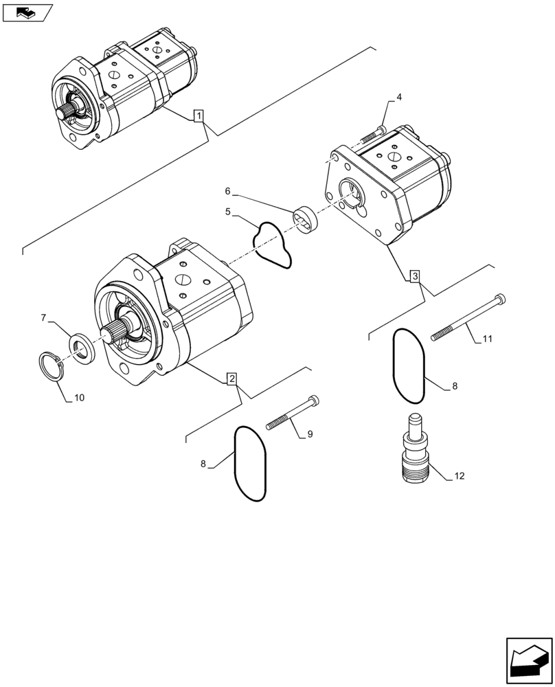 Схема запчастей Case IH FARMALL 105U - (35.104.AA[02]) - VAR - 334119 - HYDRAULIC PUMP (80 L/MIN), COMPONENTS (35) - HYDRAULIC SYSTEMS