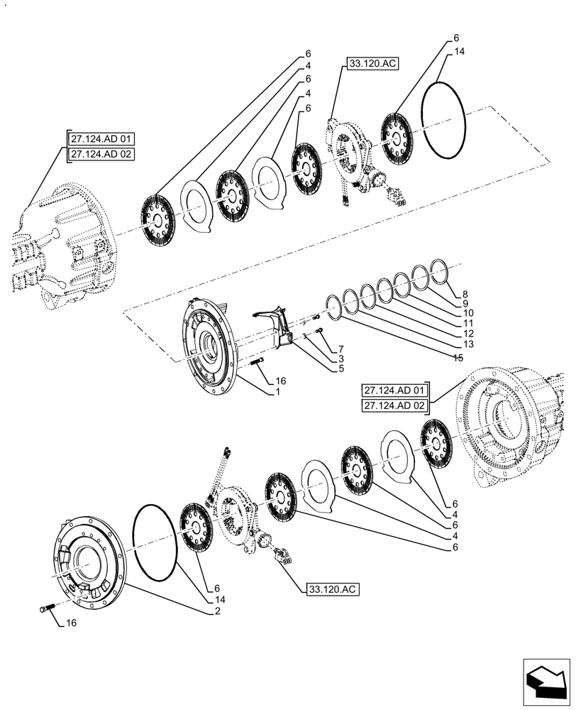 Схема запчастей Case IH FARMALL 120A - (33.202.AK) - VAR - 390302 - BRAKE DISC (33) - BRAKES & CONTROLS