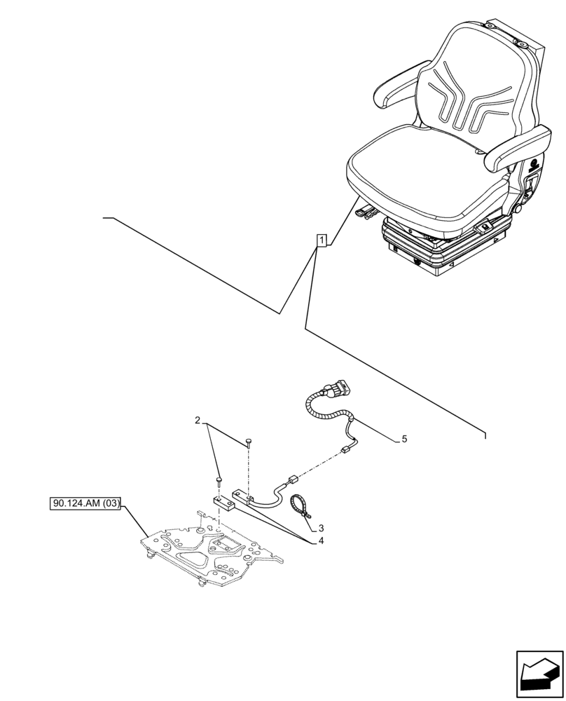 Схема запчастей Case IH FARMALL 120C - (55.408.BL) - VAR - 332850 - DRIVER SEAT (W/ ARMREST & AIR SUSPENSION 15° SWIVEL), SWITCH, CAB (55) - ELECTRICAL SYSTEMS