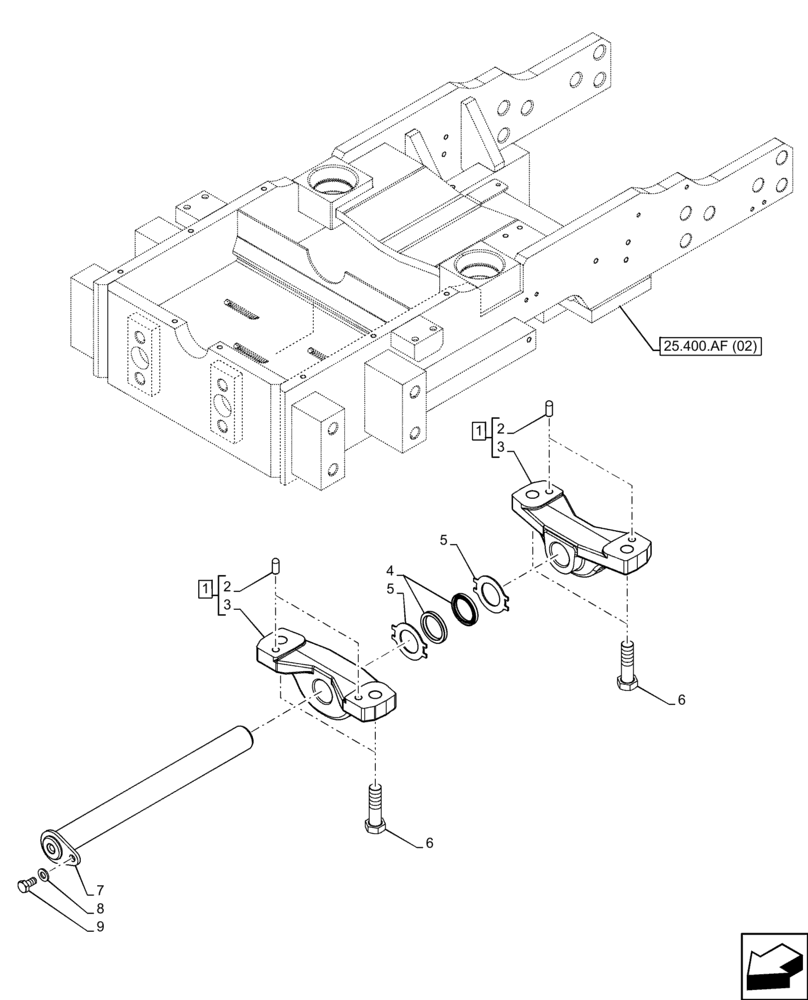 Схема запчастей Case IH FARMALL 110C - (25.400.AL[02]) - VAR - 334218 - 2WD FRONT AXLE, SUPPORT, BRACKET (25) - FRONT AXLE SYSTEM