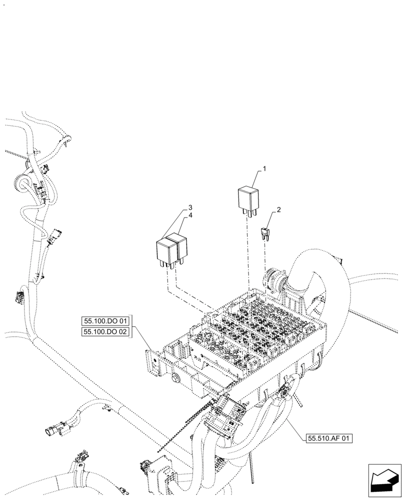 Схема запчастей Case IH FARMALL 120A - (55.100.DO[03]) - VAR - 390509, 391292, 330066 - ELECTRICAL, CONTROL, CREEPER (55) - ELECTRICAL SYSTEMS