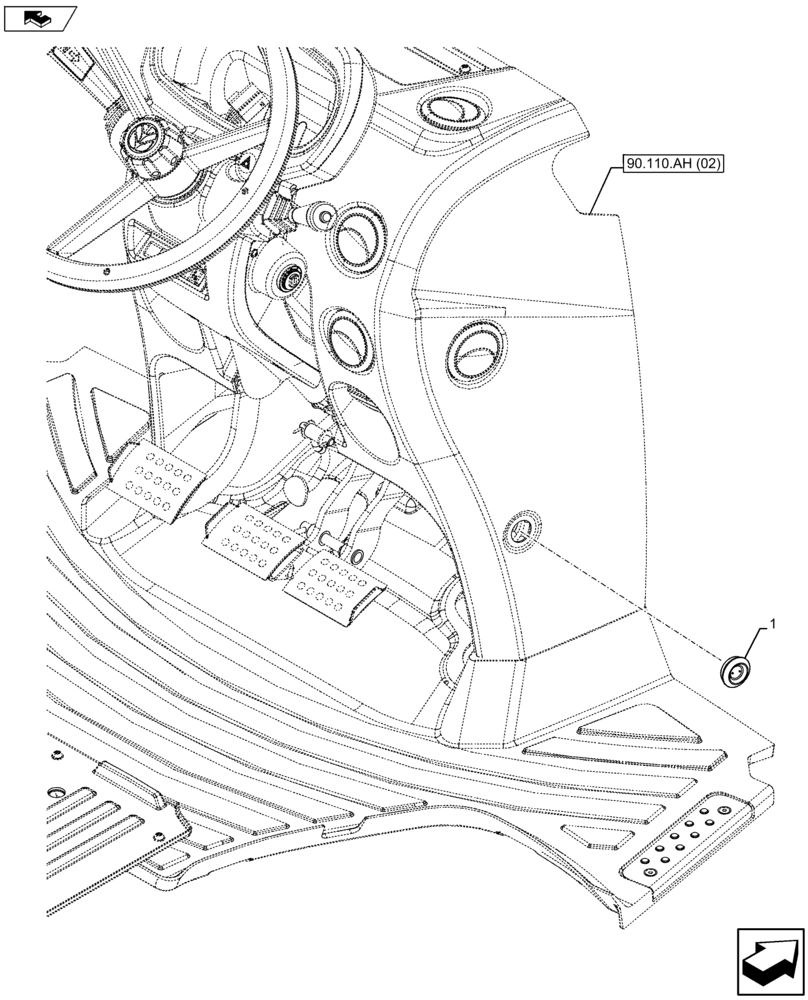 Схема запчастей Case IH FARMALL 105U - (90.160.CD) - VAR - 334144, 335683 - CAB INTERIOR TRIM, PLUGS (90) - PLATFORM, CAB, BODYWORK AND DECALS