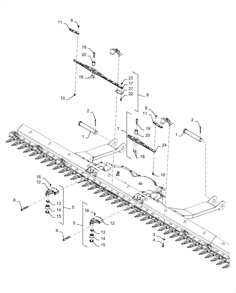 Схема запчастей Case IH 3152 - (58.110.18[02]) - KNIFE HEAD, ASSY EU, 3" TRASHBAR GUARD 45FT (58) - ATTACHMENTS/HEADERS