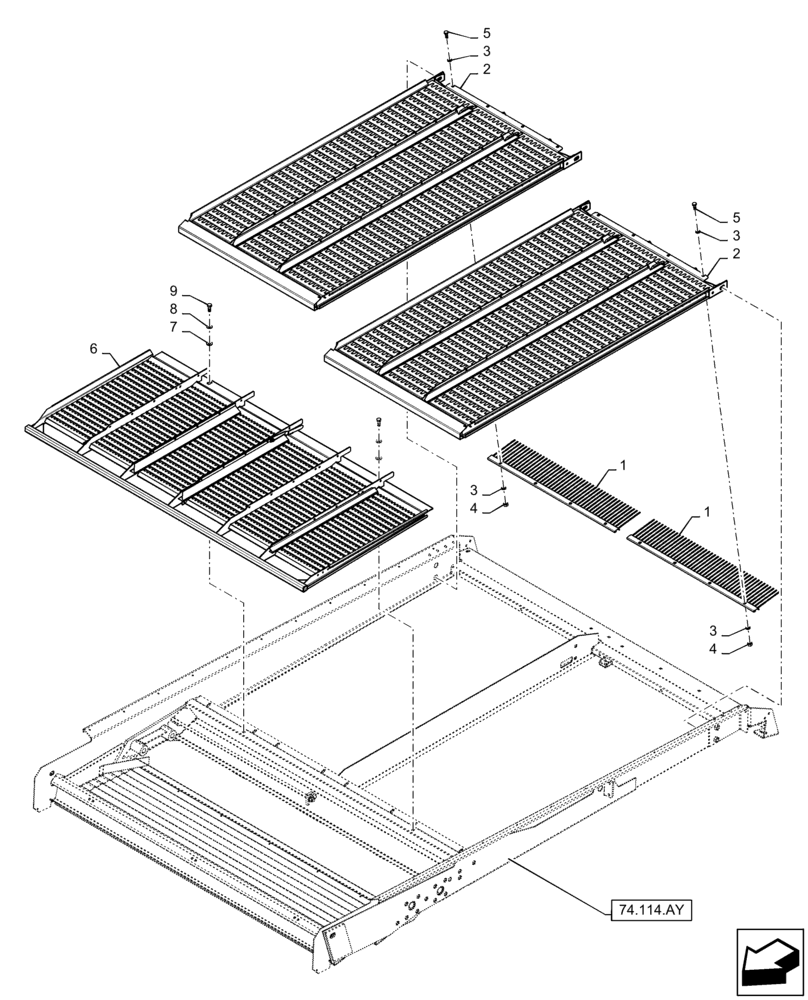 Схема запчастей Case IH 9230 - (74.114.AZ[04]) - VAR - 425116 - UPPER SIEVE (74) - CLEANING
