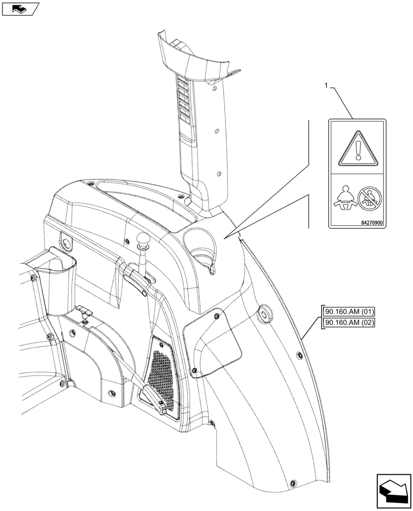 Схема запчастей Case IH FARMALL 105U - (90.108.AC[07]) - VAR - 332865 - WARNING DECAL (90) - PLATFORM, CAB, BODYWORK AND DECALS
