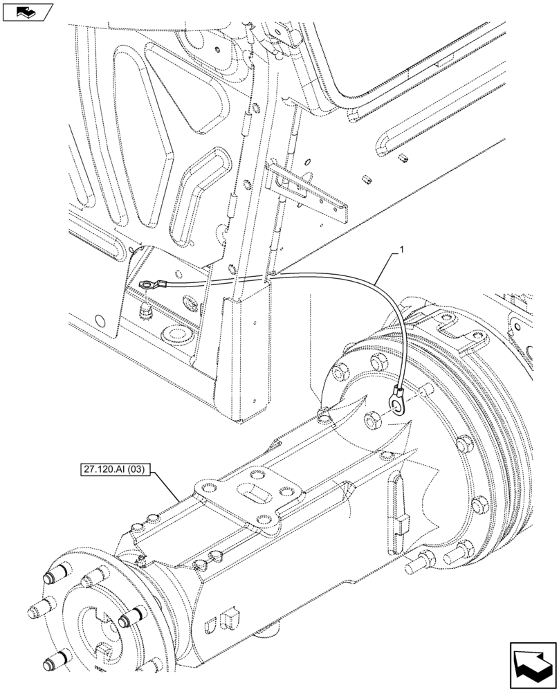 Схема запчастей Case IH FARMALL 115U - (55.100.BE[01]) - VAR - 334114, 390430 - GROUND CABLE (55) - ELECTRICAL SYSTEMS
