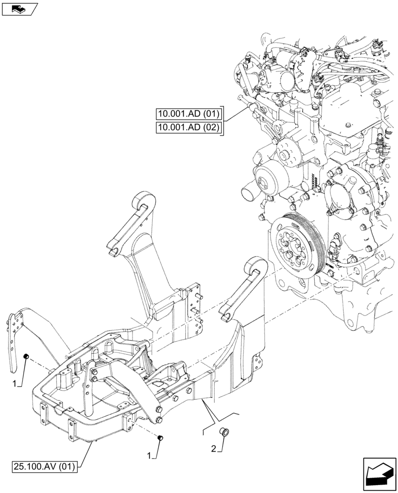 Схема запчастей Case IH FARMALL 105U - (25.100.AV[07]) - VAR - 744713 - PLUGS, TRACTOR WITH LOADER (25) - FRONT AXLE SYSTEM