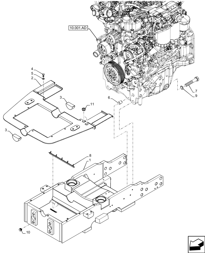 Схема запчастей Case IH FARMALL 110C - (25.400.AF[01]) - VAR - 334216 - 2WD FRONT AXLE, SUPPORT (25) - FRONT AXLE SYSTEM