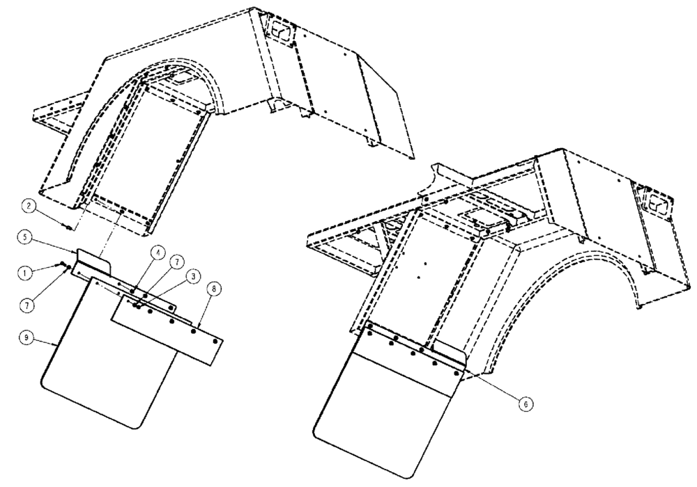 Схема запчастей Case IH TITAN 3040 - (90.116.AG[03]) - MUDFLAP GROUP, REAR OF FRONT (90) - PLATFORM, CAB, BODYWORK AND DECALS
