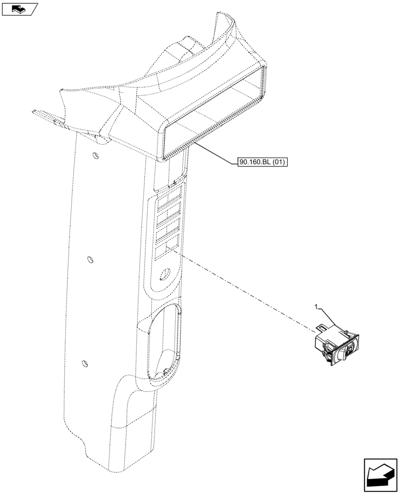 Схема запчастей Case IH FARMALL 115U - (55.513.AE[04]) - VAR - 390160 - BRAKE, PTO, ROCKER, SWITCH (55) - ELECTRICAL SYSTEMS