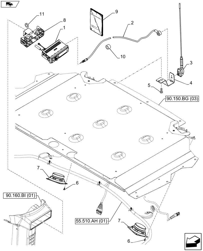 Схема запчастей Case IH FARMALL 115U - (55.512.AA) - VAR - 333367 - RADIO WITH SPEAKERS (55) - ELECTRICAL SYSTEMS