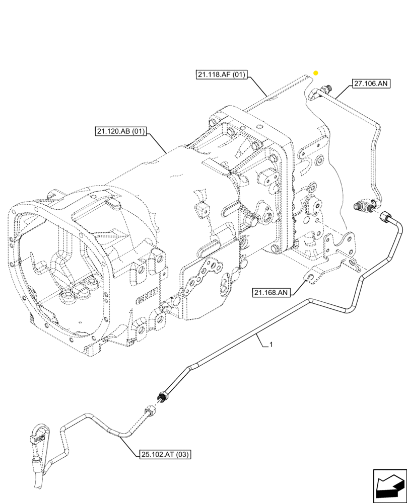 Схема запчастей Case IH FARMALL 100C - (25.102.AT[02]) - VAR - 743564 - FRONT, ELECTROHYDRAULIC DIFFERENTIAL LOCK, LINE, HI-LO (25) - FRONT AXLE SYSTEM