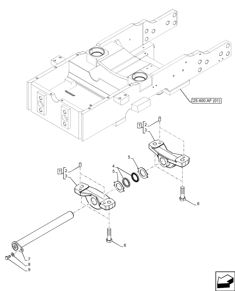 Схема запчастей Case IH FARMALL 120C - (25.400.AL[01]) - VAR - 334216 - 2WD FRONT AXLE, SUPPORT, BRACKET (25) - FRONT AXLE SYSTEM
