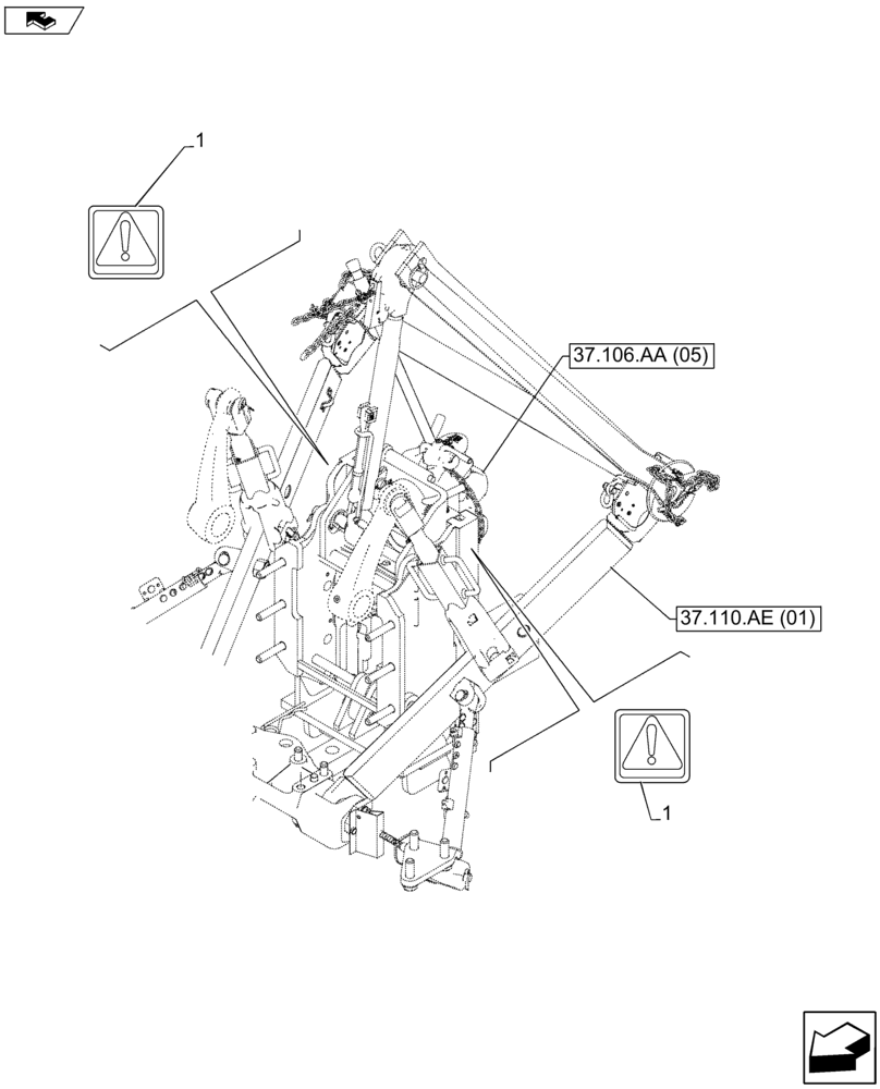 Схема запчастей Case IH FARMALL 105U - (90.108.AC[06]) - VAR - 334763 - WARNING DECAL (90) - PLATFORM, CAB, BODYWORK AND DECALS