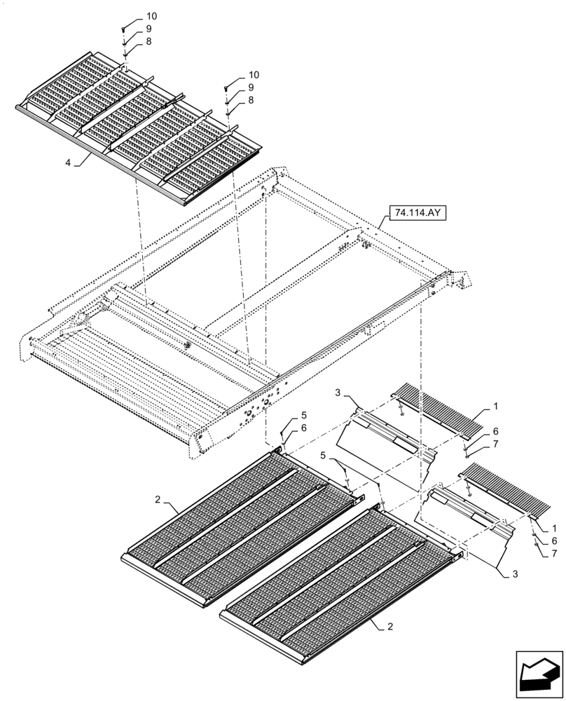 Схема запчастей Case IH 7230 - (74.114.AZ[01]) - VAR - 722723 - UPPER SIEVE (74) - CLEANING