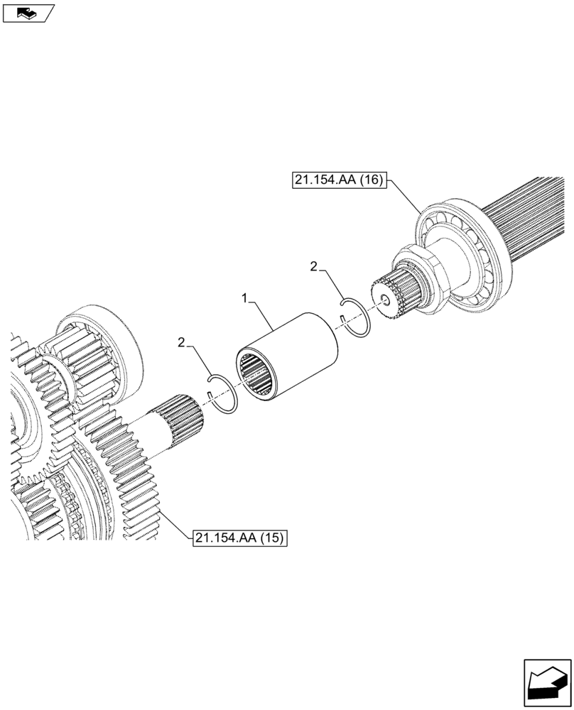 Схема запчастей Case IH FARMALL 105U - (21.154.AA[17]) - VAR - 334115 - CENTRAL REDUCTION GEAR (21) - TRANSMISSION