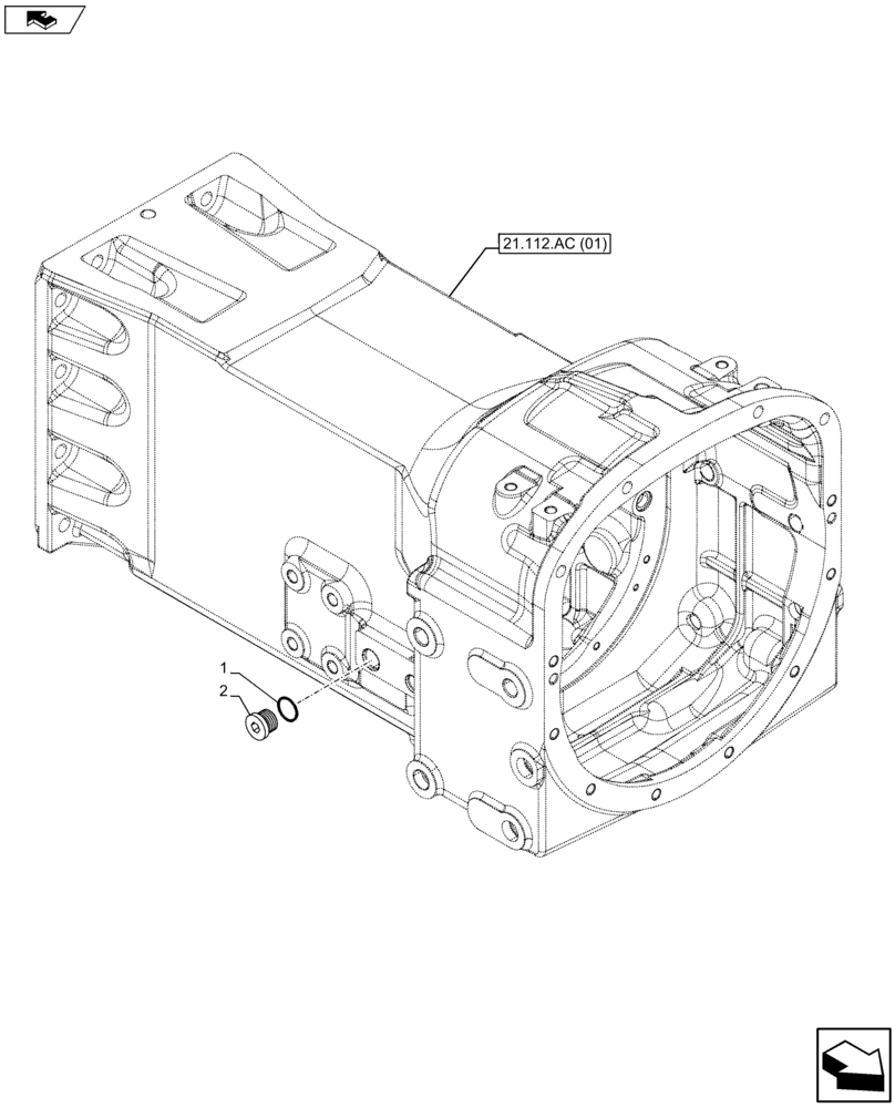 Схема запчастей Case IH FARMALL 105U - (21.112.AC[07]) - VAR - 390124 - TRANSMISSION HOUSING, PLUGS (21) - TRANSMISSION