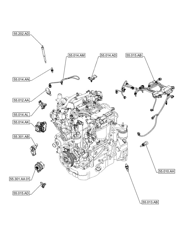 Схема запчастей Case IH F5HFL463D F005 - (55.000.00) - SECTION INDEX - ELECTRIC SYSTEM CONTROL (55) - ELECTRICAL SYSTEMS