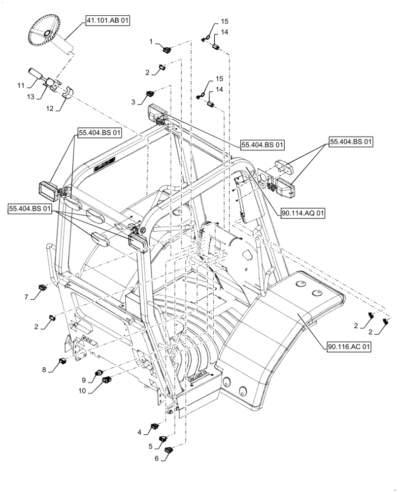 Схема запчастей Case IH 586H - (55.512.BY[01]) - CAB CONTROL SWITCHES (55) - ELECTRICAL SYSTEMS