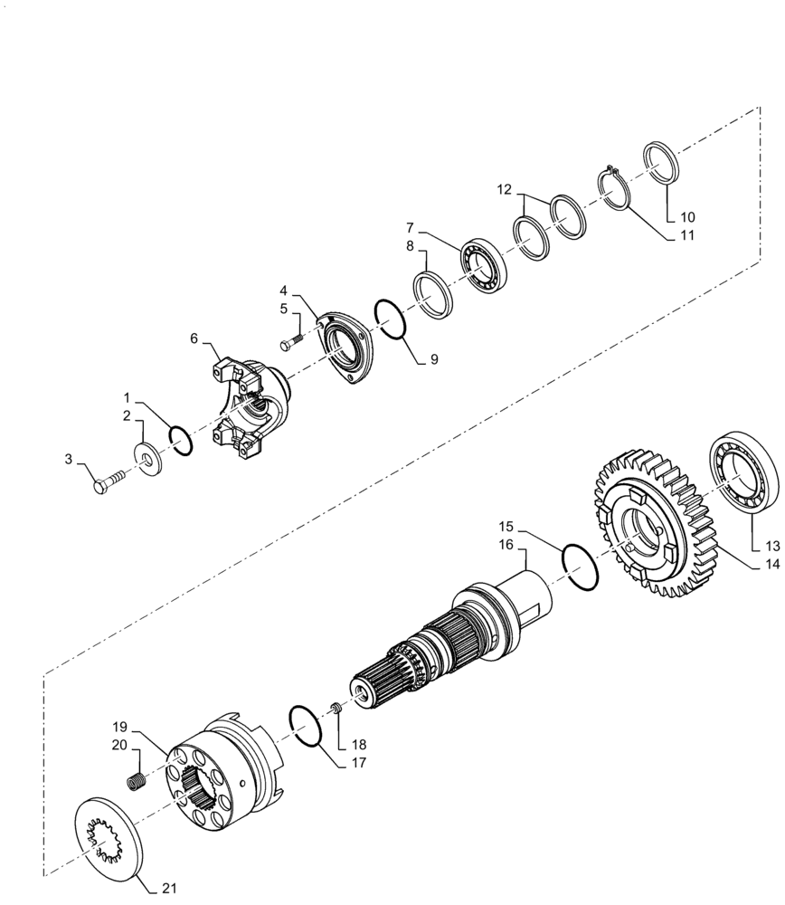 Схема запчастей Case IH 588H - (21.140.AE[04]) - TRANSMISSION OUTPUT SHAFT, 4WD (21) - TRANSMISSION