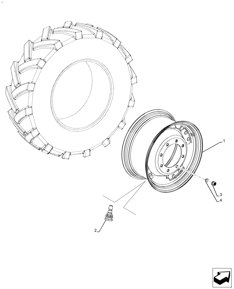 Схема запчастей Case IH FARMALL 110A - (44.511.AE[05]) - VAR - 823530 - FRONT, WHEEL (W10X24) (44) - WHEELS