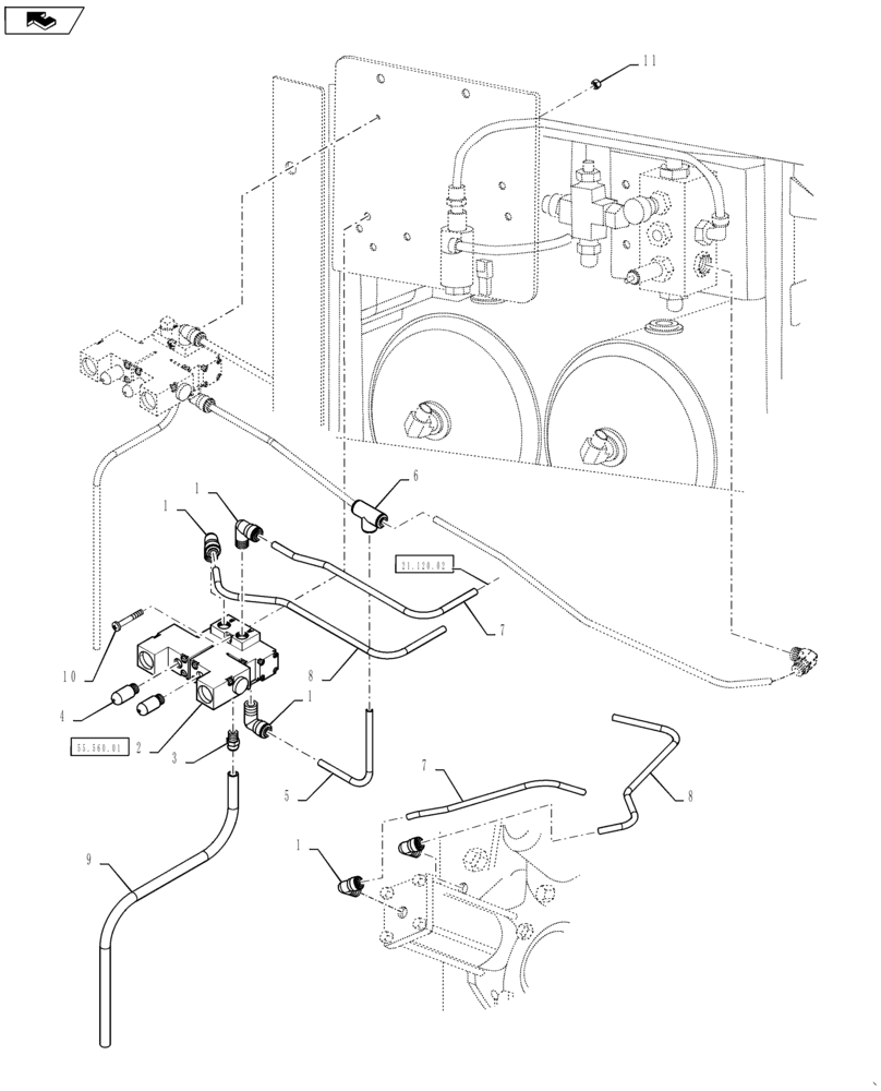 Схема запчастей Case IH TITAN 3040 - (36.200.AD[02]) - AUXILIARY TRANSMISSION, PNEUMATIC SHIFTING, 3 WHL (36) - PNEUMATIC SYSTEM