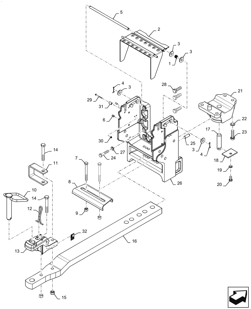 Схема запчастей Case IH MAGNUM 340 - (37.100.AA[01]) - VAR - 429390 - DRAWBAR, HIGH CAPACITY CAT 3 (37) - HITCHES, DRAWBARS & IMPLEMENT COUPLINGS