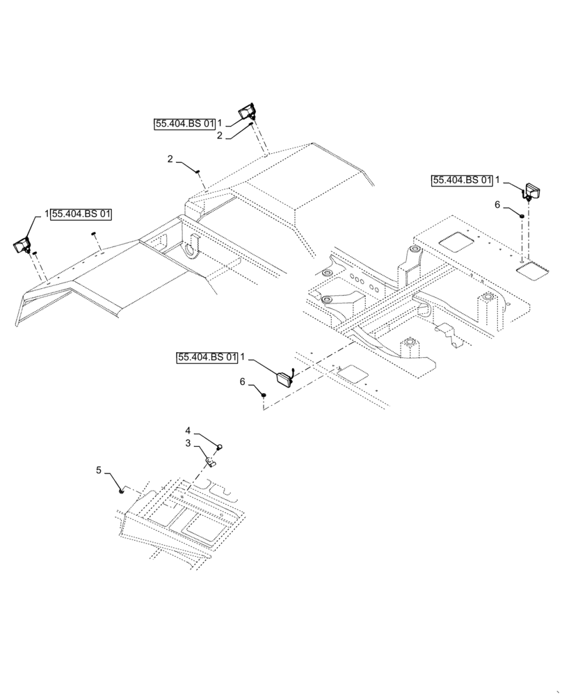 Схема запчастей Case IH TITAN 3040 - (55.404.BS[01]) - AUXILIARY LIGHTING (55) - ELECTRICAL SYSTEMS