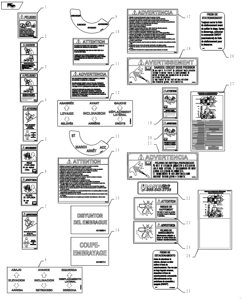 Схема запчастей Case IH 586H - (90.108.AB[07]) - VAR - 747882, 747883 - DECALS COMMON SPANISH AND FRENCH CANADIAN (90) - PLATFORM, CAB, BODYWORK AND DECALS