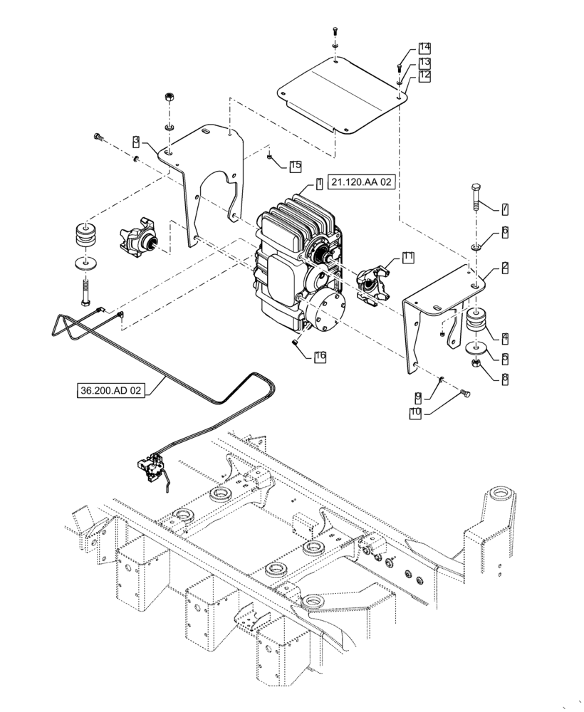 Схема запчастей Case IH TITAN 4040 - (21.120.AA[01]) - AUXILIARY TRANSMISSION MOUNTING, 4 WHL (21) - TRANSMISSION