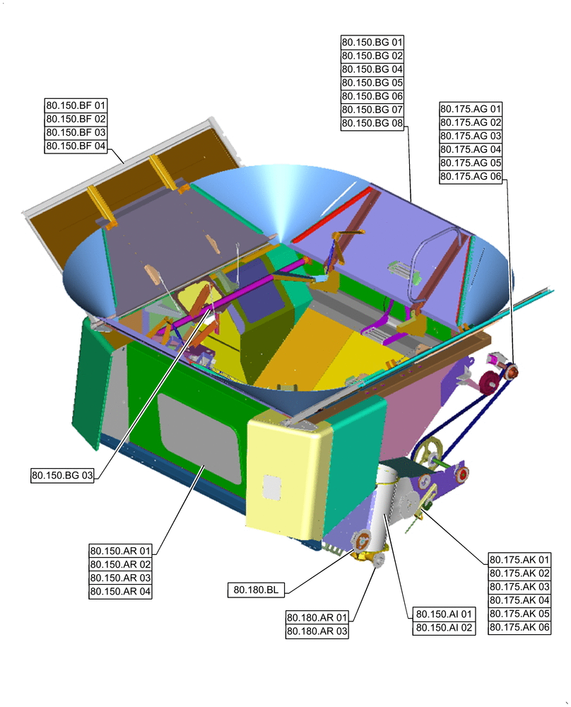 Схема запчастей Case IH 8240 - (80.000.00[02]) - SECTION INDEX - CROP STORAGE/UNLOADING (80) - CROP STORAGE/UNLOADING