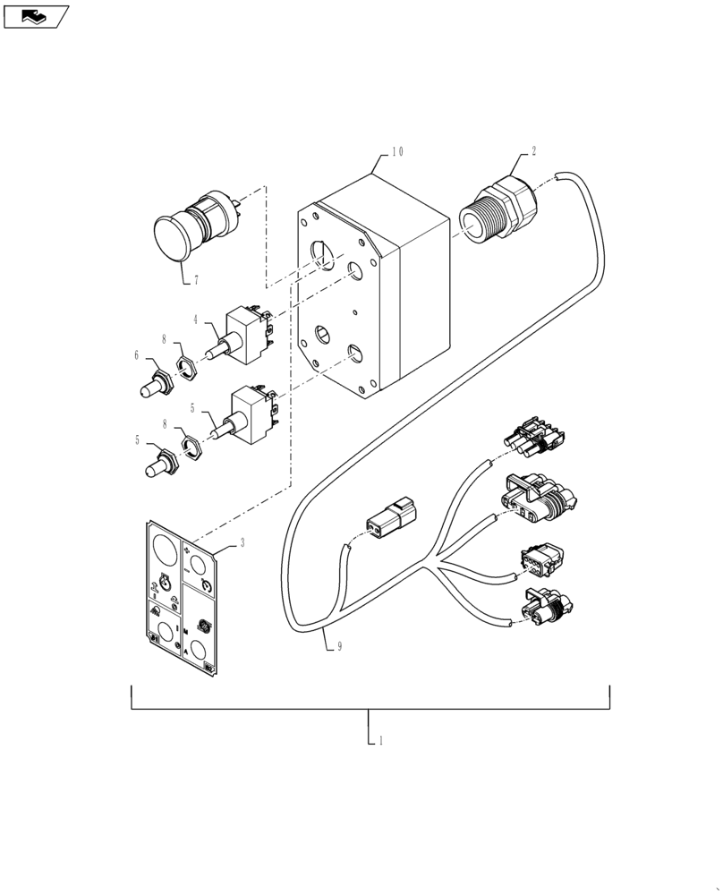 Схема запчастей Case IH TITAN 3040 - (55.635.AD[02]) - REMOTE RELOAD CENTER CONTROL (55) - ELECTRICAL SYSTEMS