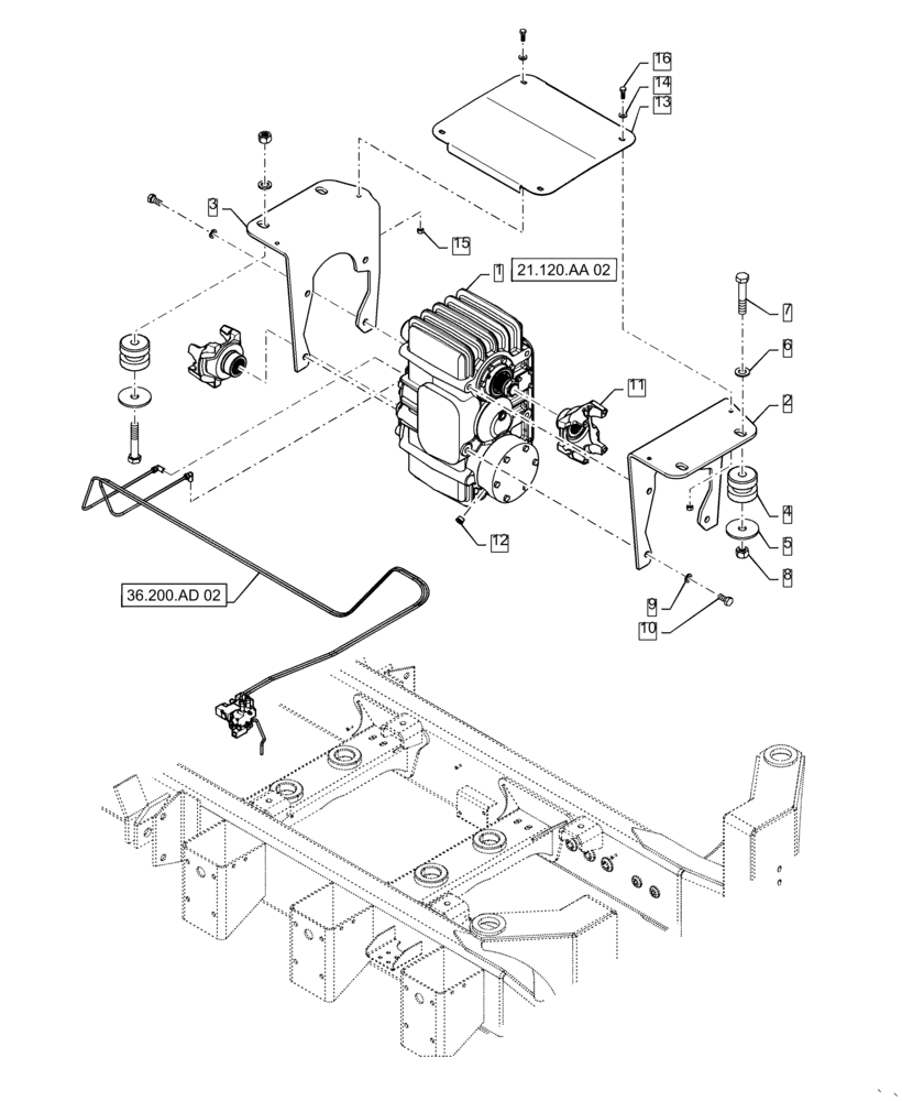 Схема запчастей Case IH TITAN 3040 - (21.120.AA[01]) - AUXILIARY TRANSMISSION MOUNTING, 3 WHL (21) - TRANSMISSION