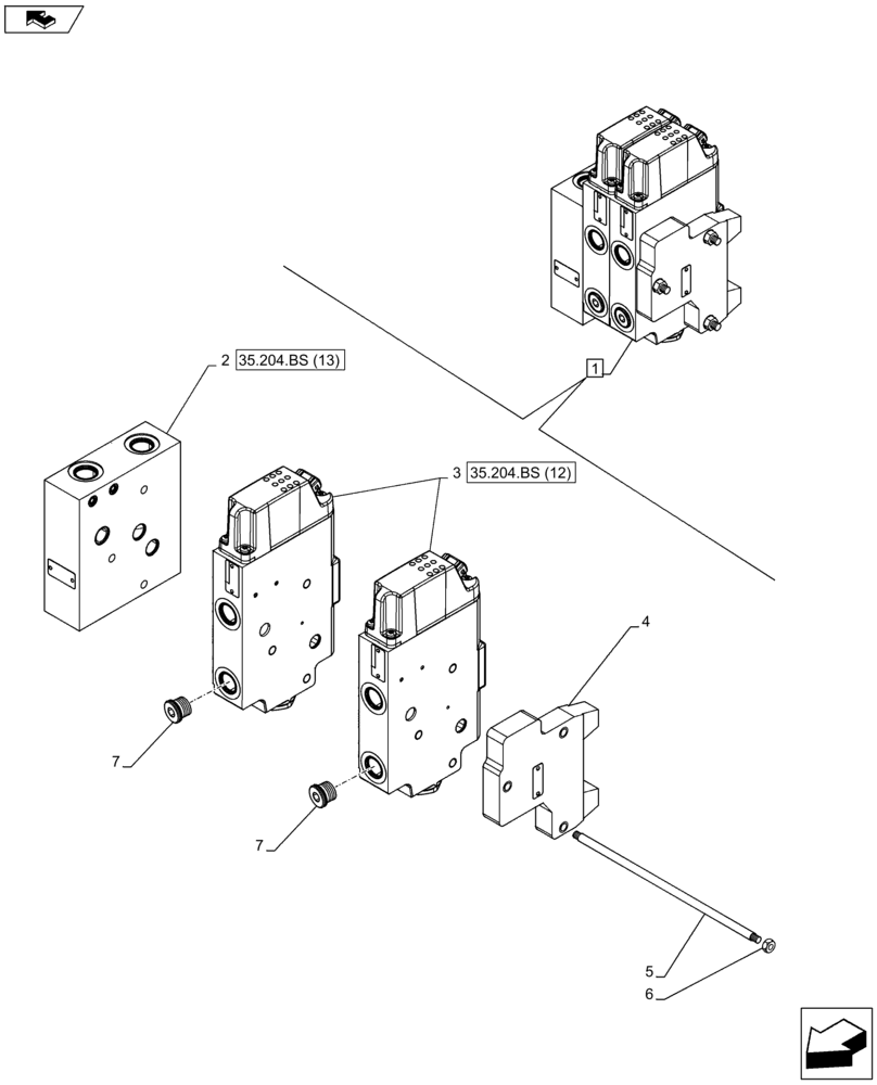 Схема запчастей Case IH FARMALL 105U - (35.204.BS[11]) - VAR - 334127 - MID MOUNT VALVE KIT - MECHANICAL - COMPONENTS (35) - HYDRAULIC SYSTEMS