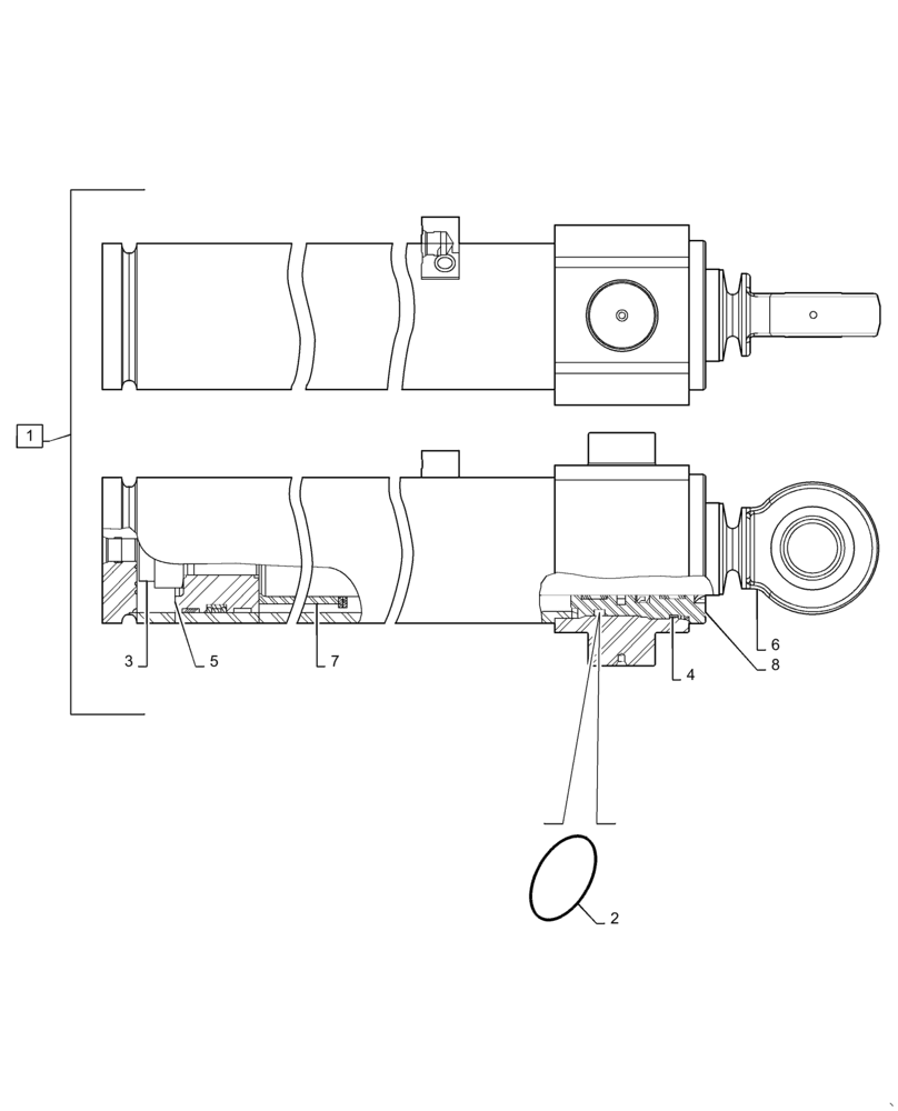 Схема запчастей Case IH 1245 - (35.100.BI[01]) - HYDRAULIC CYLINDER 136.63,NR (35) - HYDRAULIC SYSTEMS