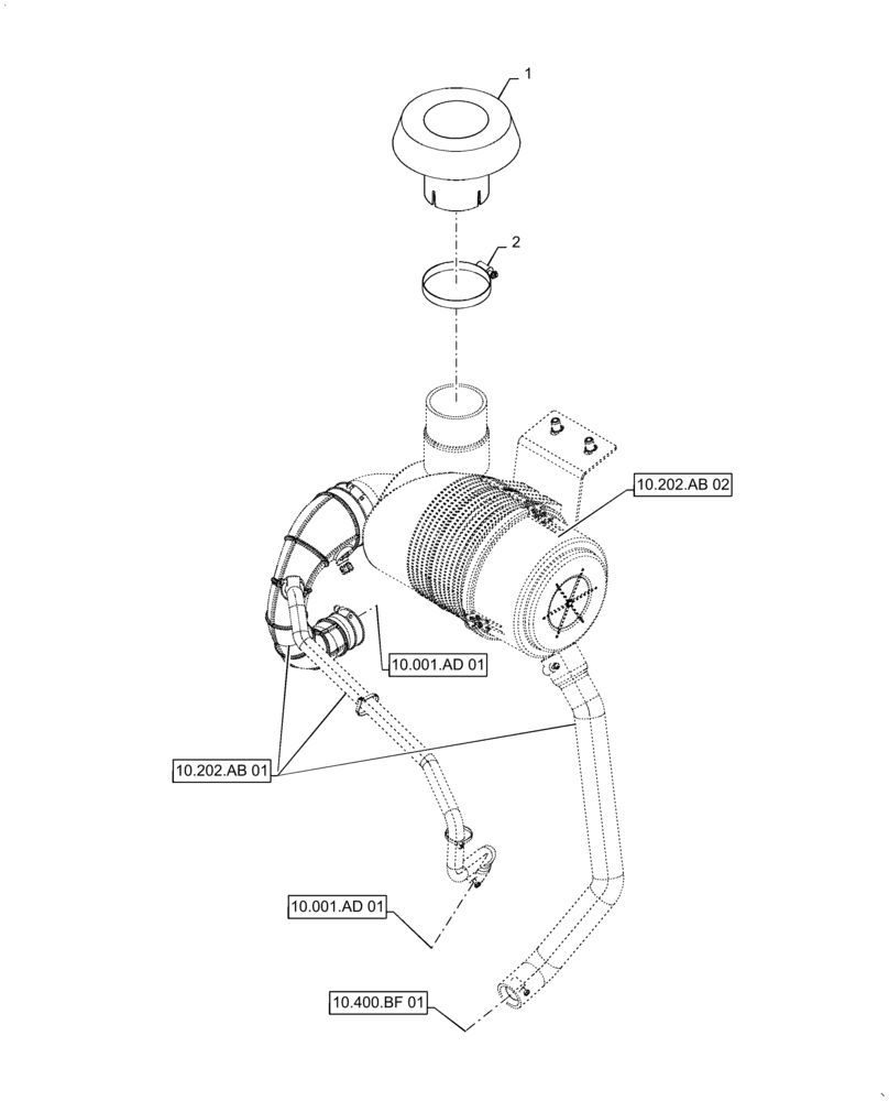 Схема запчастей Case IH 588H - (10.202.AB[04]) - AIR CLEANER, RAIN CAP (10) - ENGINE